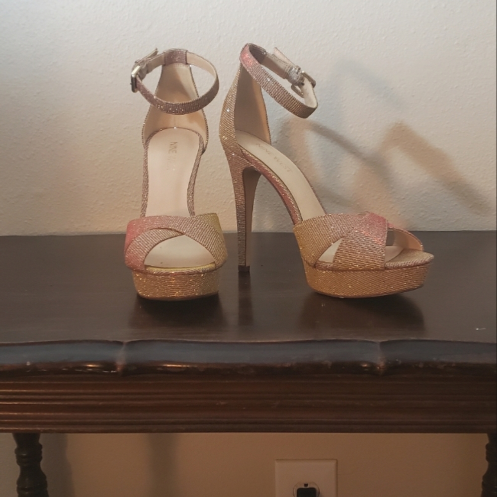 nine west gold to pink heels size 7 1/2 6in